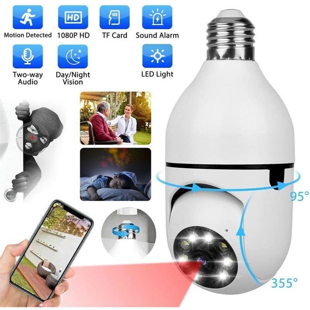 Imagem 4 de 5 do produto Câmera Jortan Lâmpada De Segurança Wifi, 1080p E27 Lente (mm) : 3.6mm, Com Visão Noturna Infravermelha