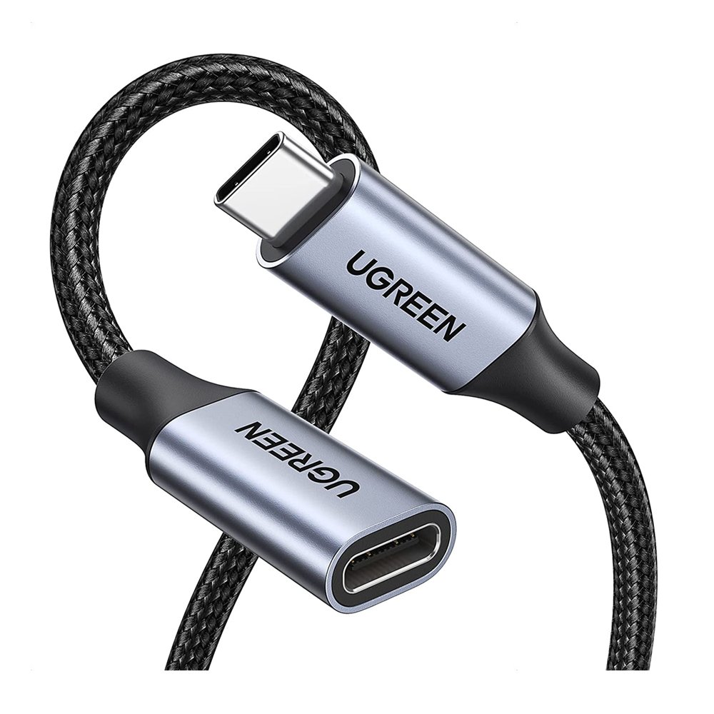Cabo Extensor USB-C 3.1 Ugreen Gen2, Macho Para Fêmea, 10GB/s, 1M, Preto