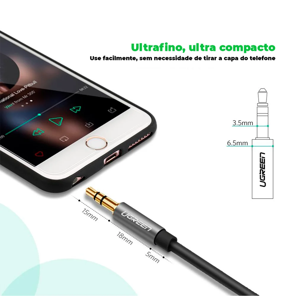 Imagem 5 de 5 do produto Ugreen Cabo Extensor P2 3 Vias Celular Fone Premium  2m