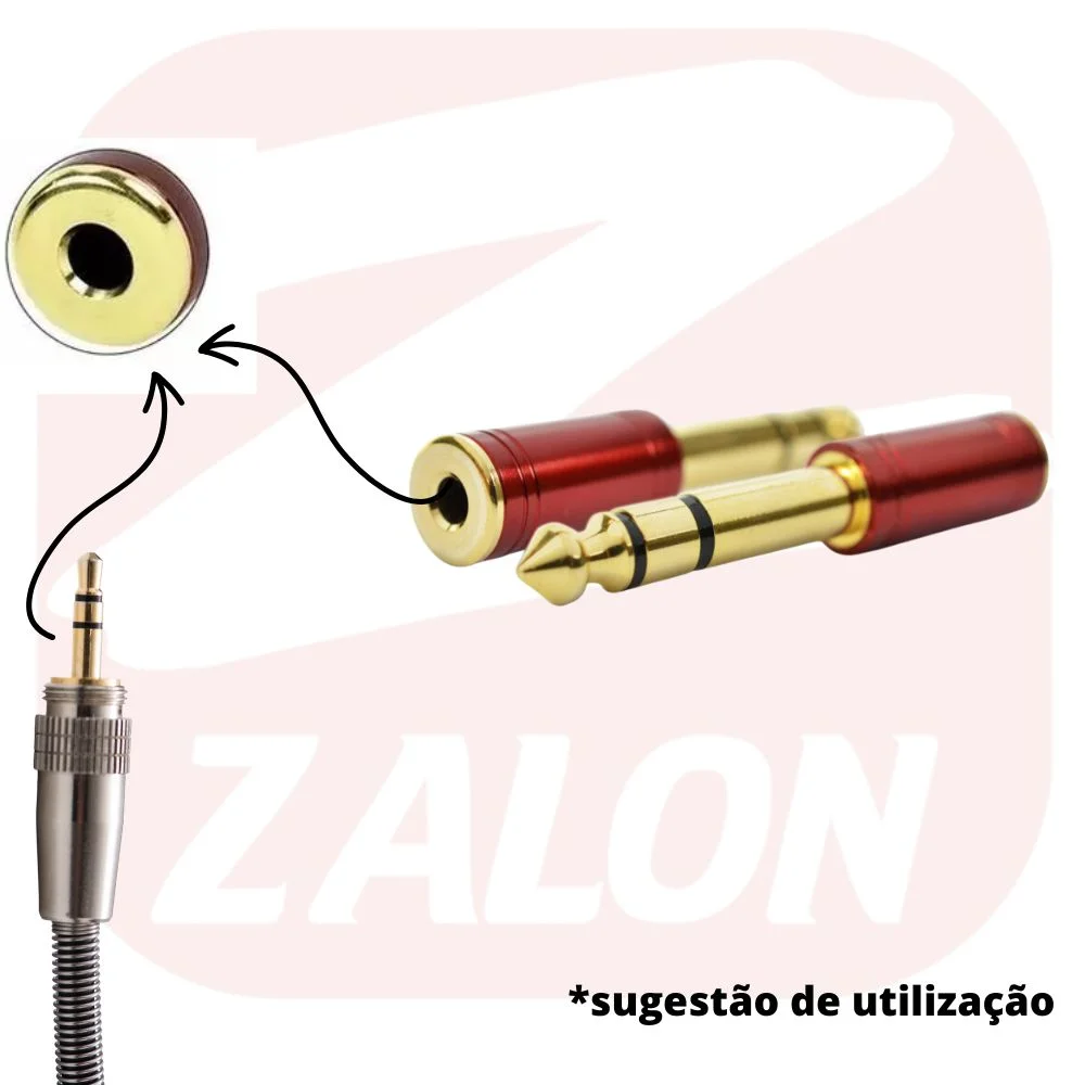 Imagem 5 de 5 do produto Adaptador P2 Para P10 Santo Angelo, Stereo, Niquelado, Vermelho