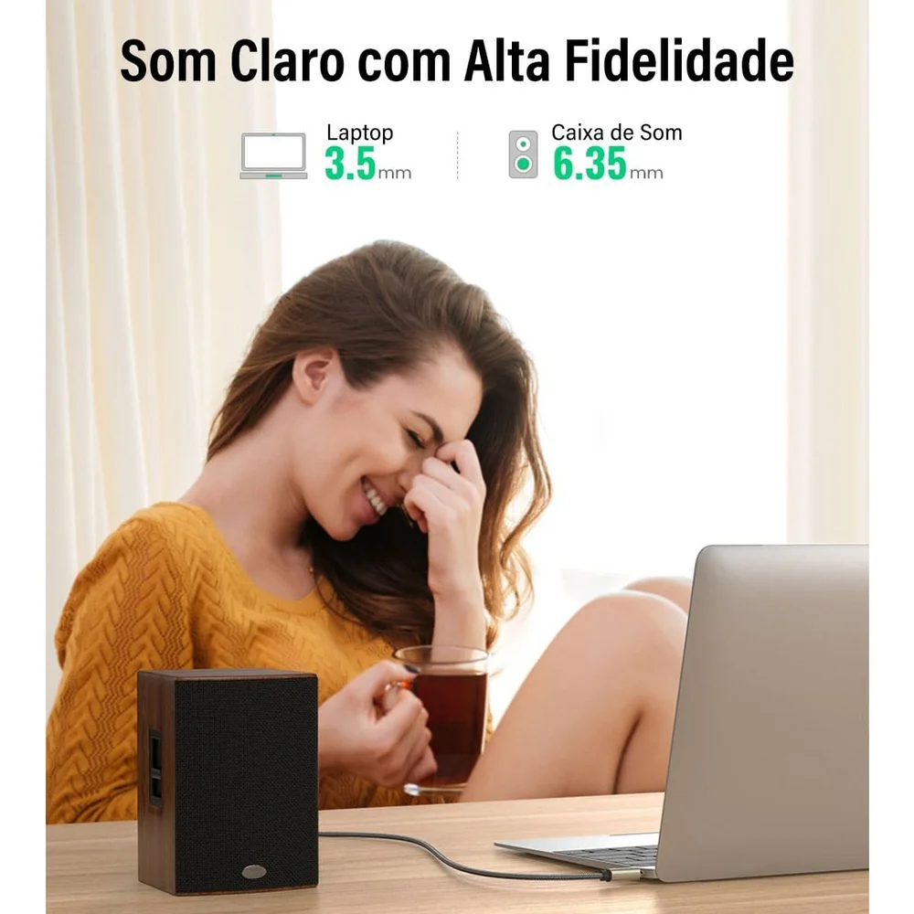 Imagem 3 de 5 do produto Ugreen Cabo Audio Pro P2 3.5mm P/ P10 6.35mm Estéreo 3m