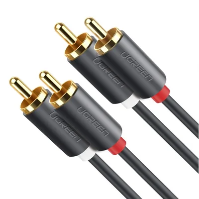 Cabo Audio 2 RCA Macho Ugreen Dupla Blindagem Home Tv 3m