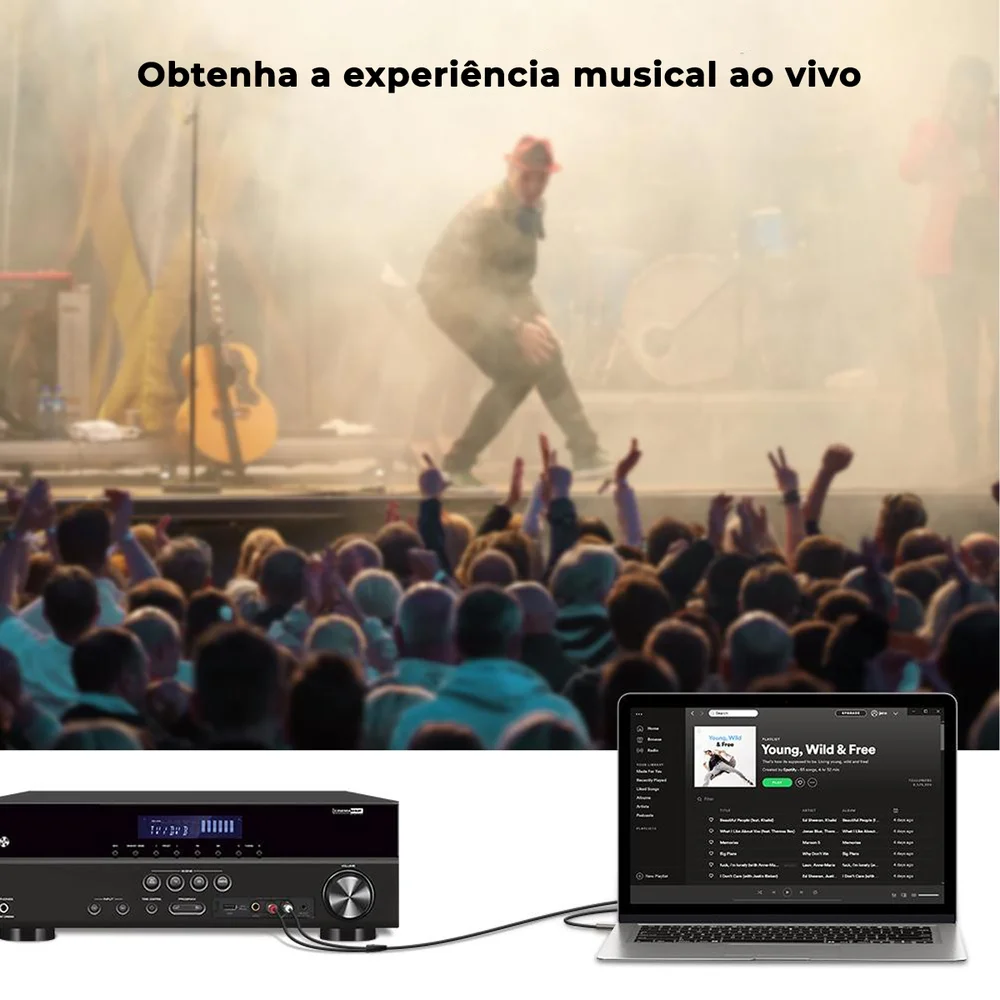 Imagem 4 de 5 do produto Ugreen Cabo Audio Pro Auxiliar P2 3.5mm P/ 2 RCA Macho 2m
