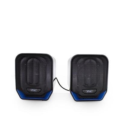 Caixa de Som Knup Para PC, P2, 12W RMS, Preto com Azul - KP-7032