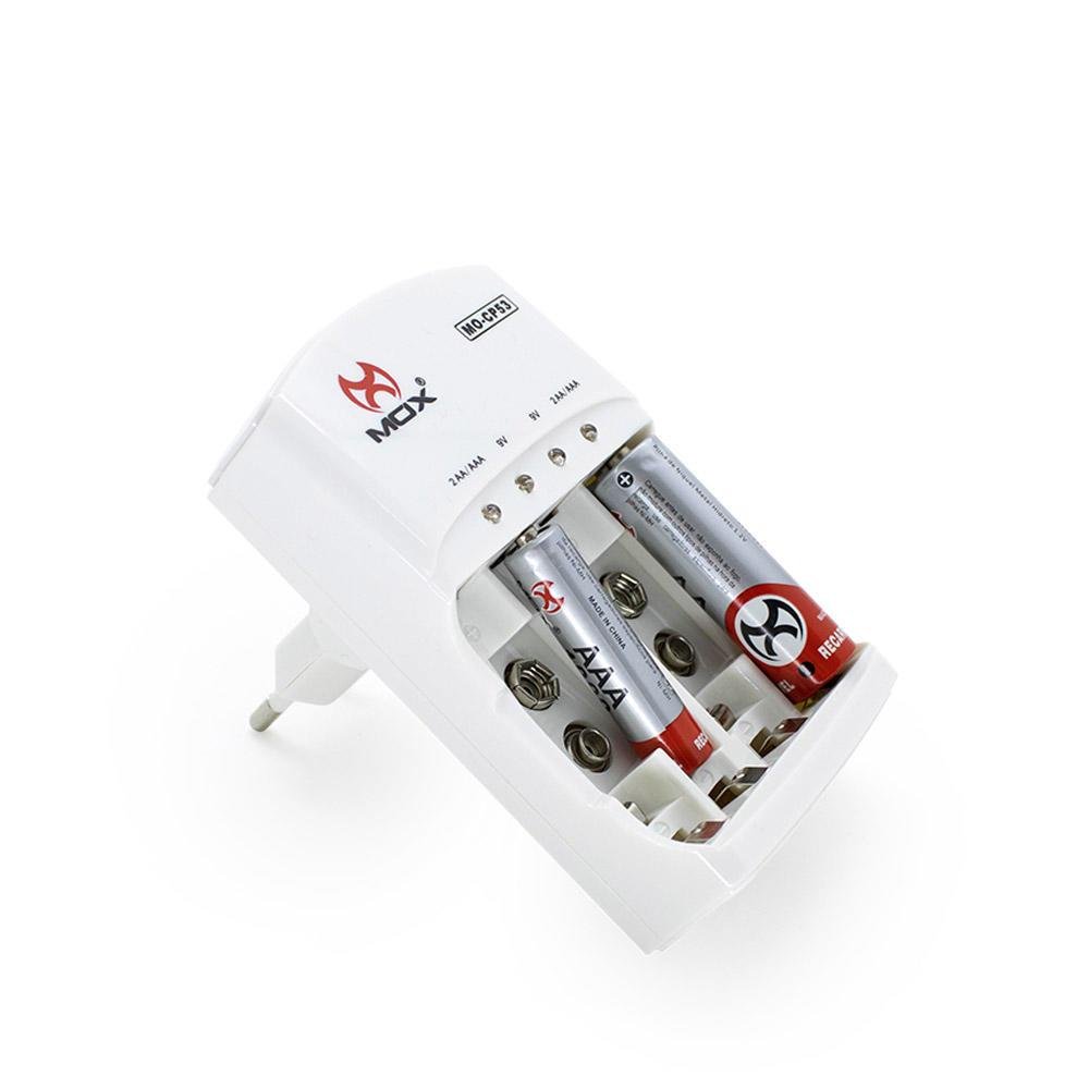Carregador De Tomada Para Pilha E Bateria Mox Mo-cp53