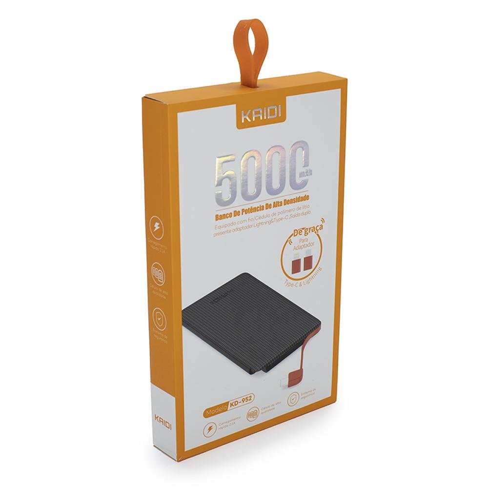 Carregador Portátil Power Bank Kaidi 5000mAh