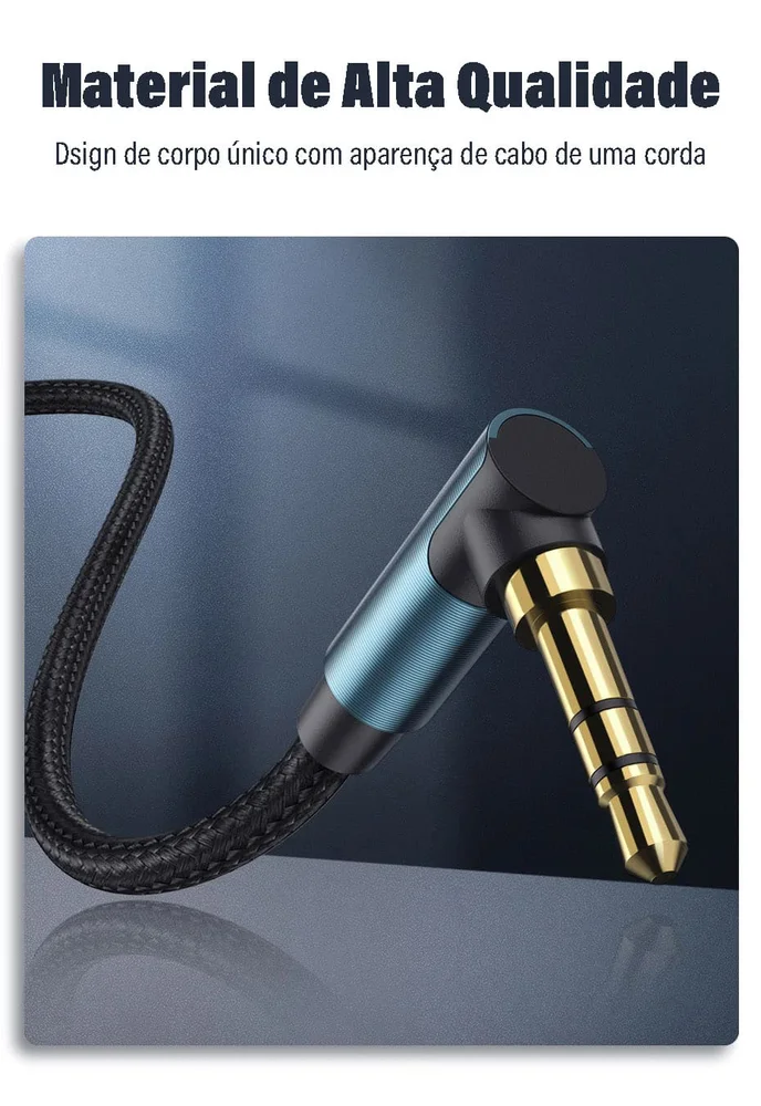 Imagem 2 de 5 do produto Cabo Audio Som Auxiliar P2 P2 90 Ugreen 3.5mm 1m