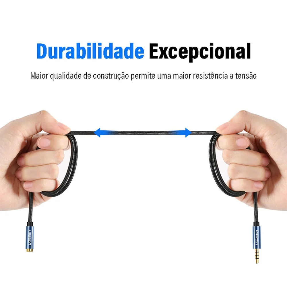 Imagem 2 de 5 do produto Extensão P2 P3 4vias Ugreen, Celular Note Fone, Microfone 1.5