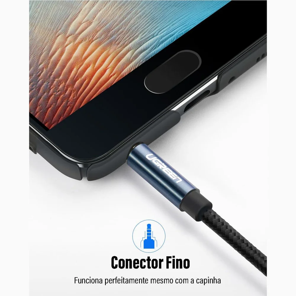Imagem 4 de 5 do produto Extensão P2 P3 Ugreen 4 Vias Celular Fone Microfone 1m