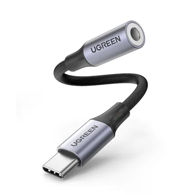 Cabo Adaptador Ugreen Av161, USB Tipo C Para 3.5mm, 10cm, Cinza