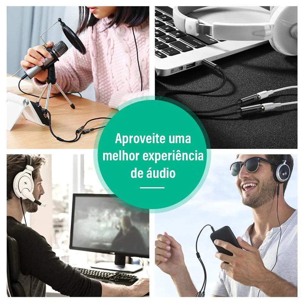 Imagem 2 de 5 do produto Ugreen Divisor Splitter P3 Fone De Ouvido P2 E Mic Fone P2