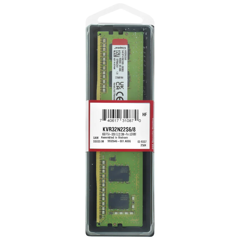 Imagem 3 de 4 do produto Memória Kingston, 8GB, 3200MHz, DDR4, CL22 - KVR32N22S6/8