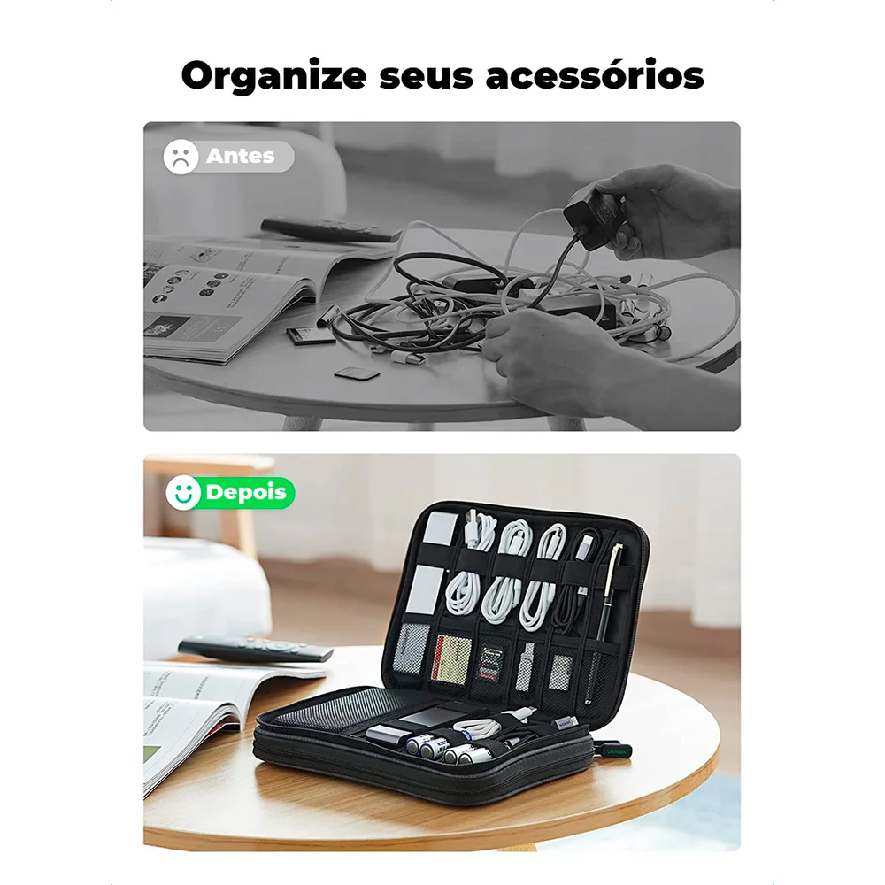 Imagem 4 de 5 do produto Ugreen Case Bag Duplo Acessórios Mini Ipad Nintendo Cabos Hd