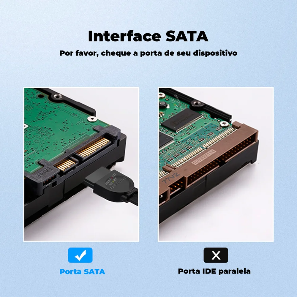Imagem 3 de 5 do produto Cabo Dados Sata 3 90° L Ugreen 6gbps Hd Ssd Gravador 50cm