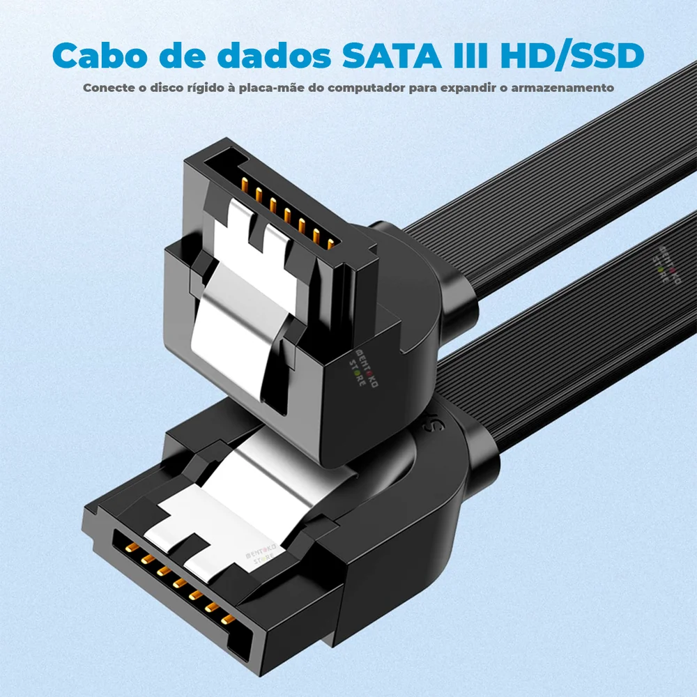 Imagem 5 de 5 do produto Cabo Dados Sata 3 90° L Ugreen 6gbps Hd Ssd Gravador 50cm