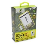 Carregador De Tomada Com Cabo Duplo USB, X-cell, Quick Charge 4.0, Branco Com Preto - XC-UR-17