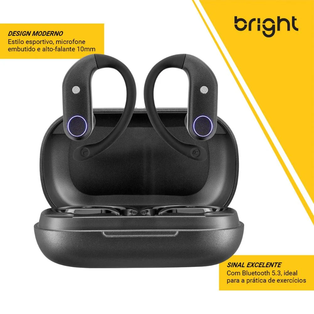 Imagem 2 de 5 do produto Fone De Ouvido Bluetooth Preto Resistente Água Bright Fn572