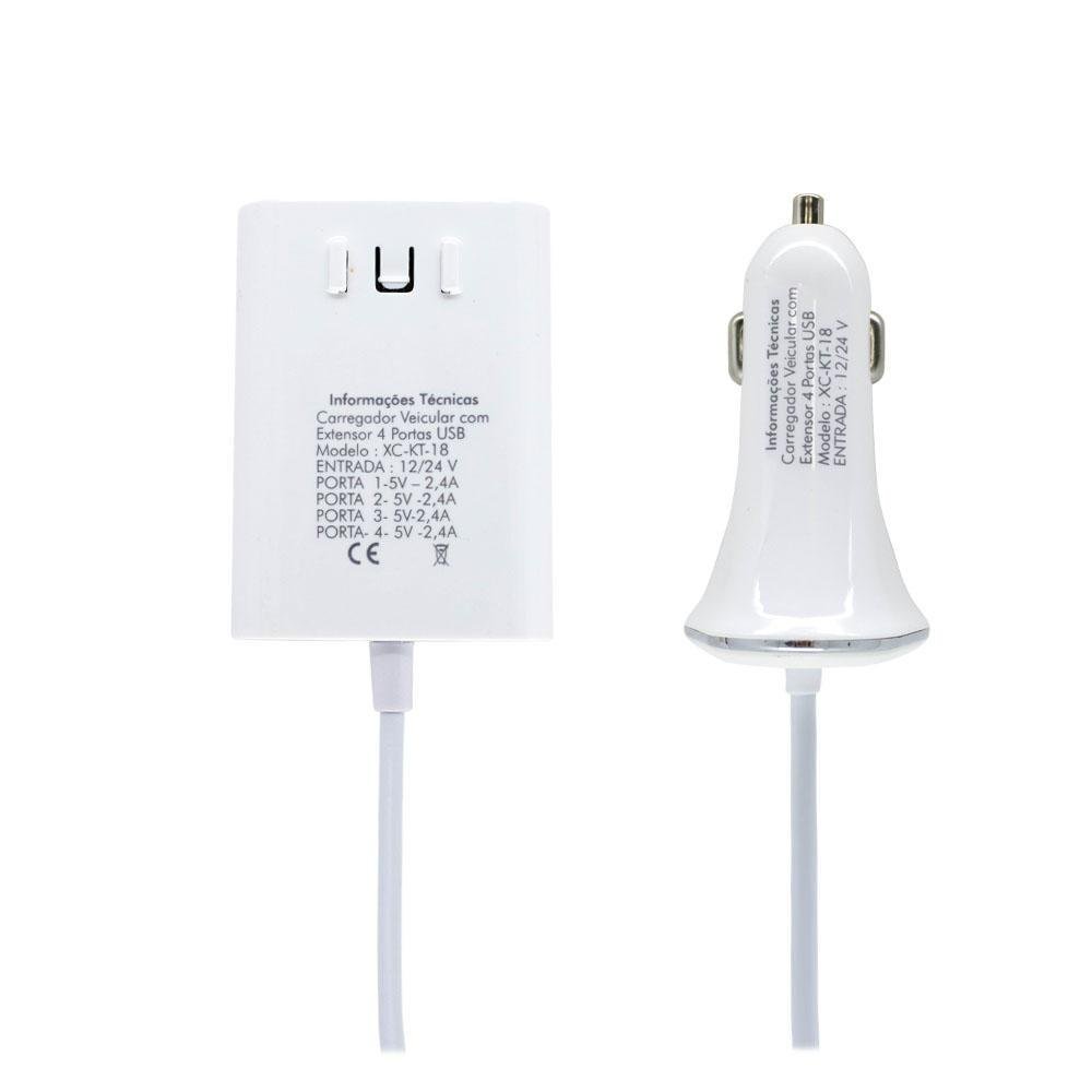 Imagem 4 de 5 do produto Carregador Veicular Com Extensor Usb X-cell Xc-kt-18