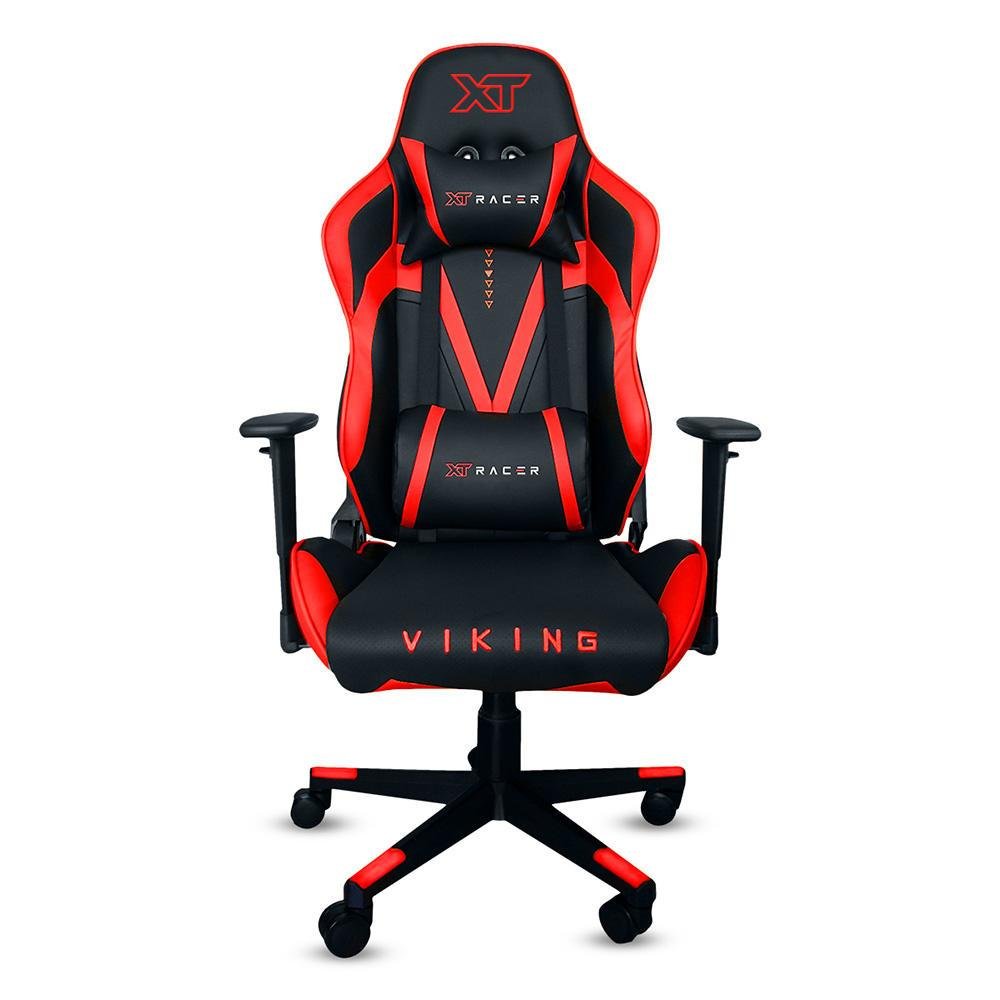 Cadeira Gamer, XT Racer Viking, Reclinável Ergonômica, Couro Sintético, Preto e Vermelho. Cadeira Gamer, XT Racer Viking, Reclinável Ergonômica, Couro Sintético, Preto e Vermelho.