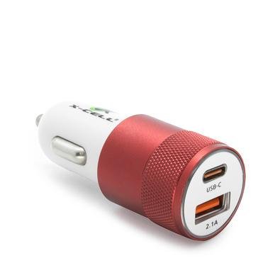 Carregador Veicular X-cell Turbo, 2 Portas, Usb-C, 24v, 30w, 4.8a, Vermelho - Xc-v14usb