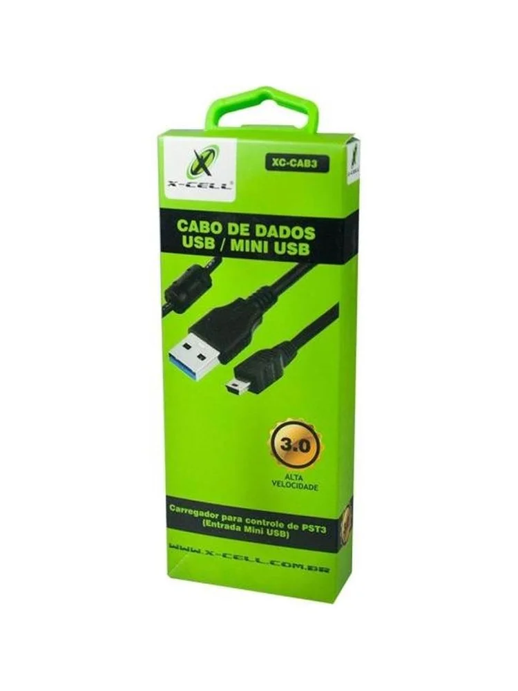 Imagem 4 de 5 do produto Cabo De Dados Usb/mini Usb - Carregador Controle Ps3 1.8 Metros X-cell Xc-cab3