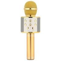 Microfone Sem Fio Para Gravação De Canto Com Luzes Led Colorido Infantil Gold