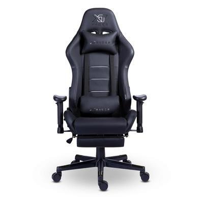 Cadeira Gamer XT Racer Attack, 120Kg, Com Apoio De Pés, Reclinável, Ergonômica, Couro Sintético, Preto e Prata