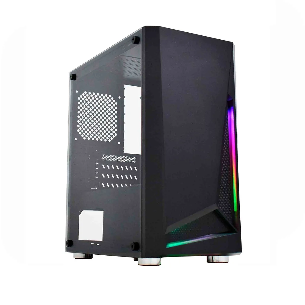 Gabinete Gamer K-mex Cg-01kt Hawk Ii Fita Led Rgb Latetal Full Acrílico S/ Fonte - Cg01ktrh0010b0x