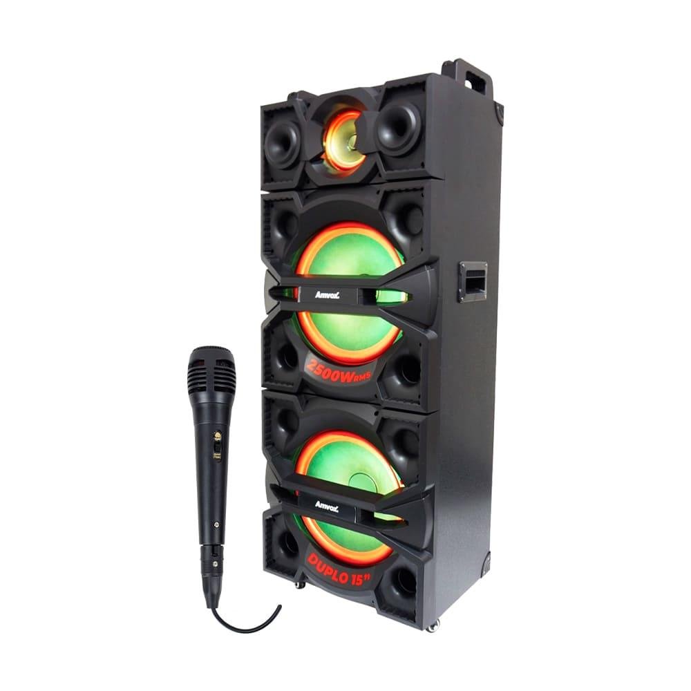 Alto Falante Bluetooth Amvox Aca 2500 Terremoto 2500w Com 01 Microfone