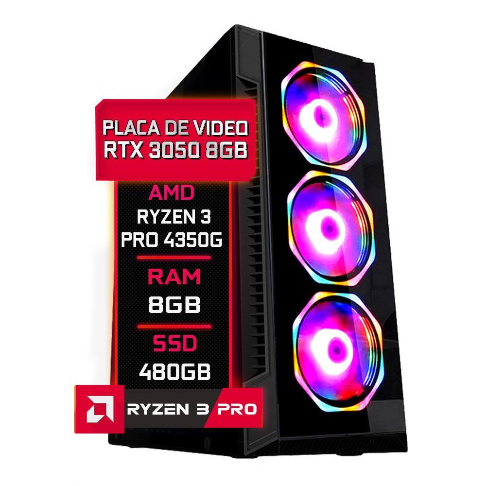 Pc Gamer Fácil Ryzen Pro 4350g 8gb Rtx 3050
