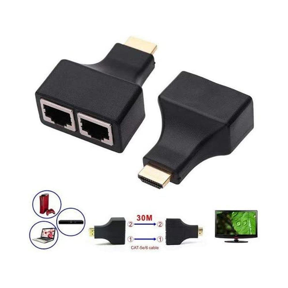 Imagem 2 de 4 do produto Extensor Hdmi 30 Metros Via Cabo De Rede Utp Rj45 Cat5e