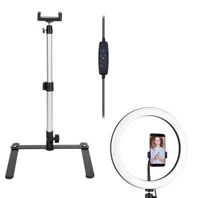 Iluminador De Led Ring Light 10 Polegadas Com Suporte De Mesa