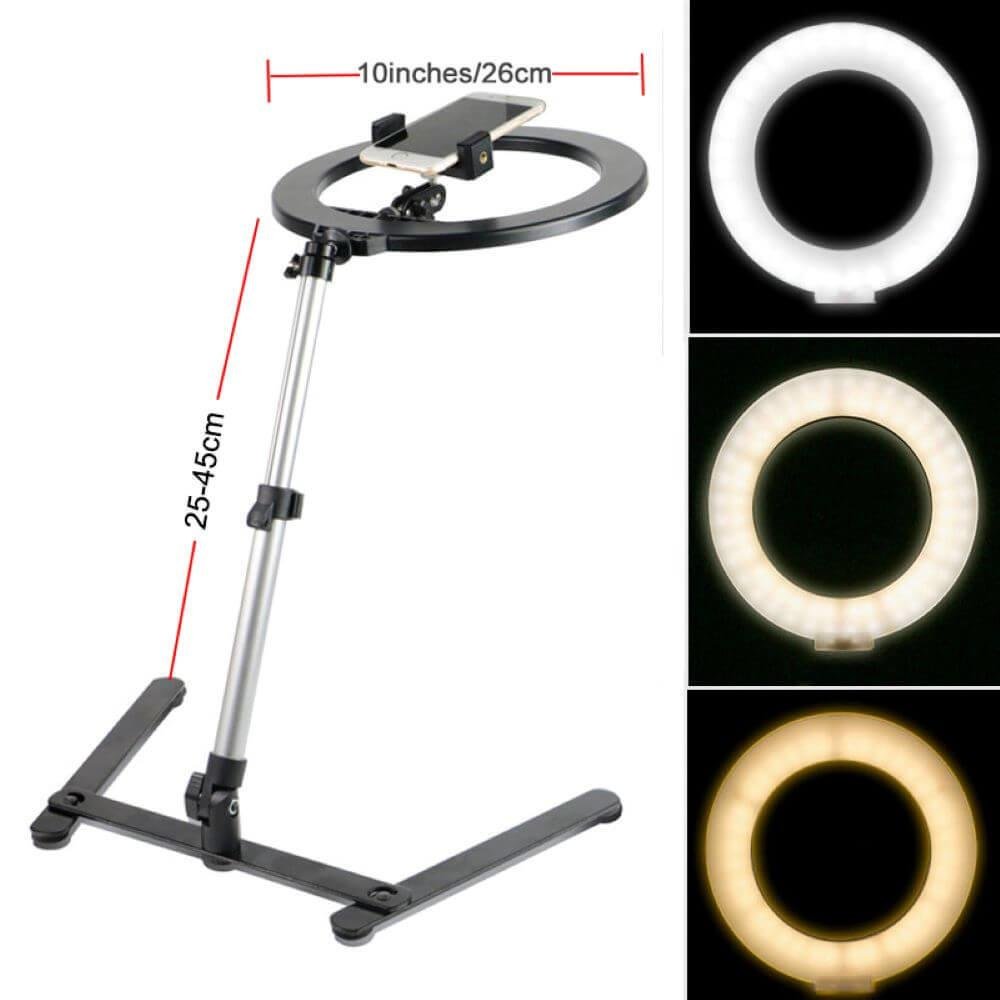 Imagem 4 de 5 do produto Iluminador De Led Ring Light 10 Polegadas Com Suporte De Mesa