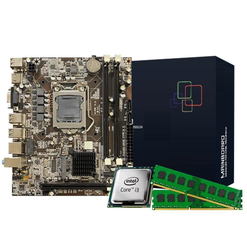 Imagem 1 de 2 do produto Kit Brx Placa Mãe H55 + Processador Intel Core I3 + Memória 4GB Com 2GB+2GB DDR3