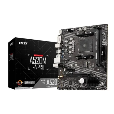 Placa-Mãe MSI A520M-A PRO, AMD AM4, mATX, DDR4, HDMI, Gigalan