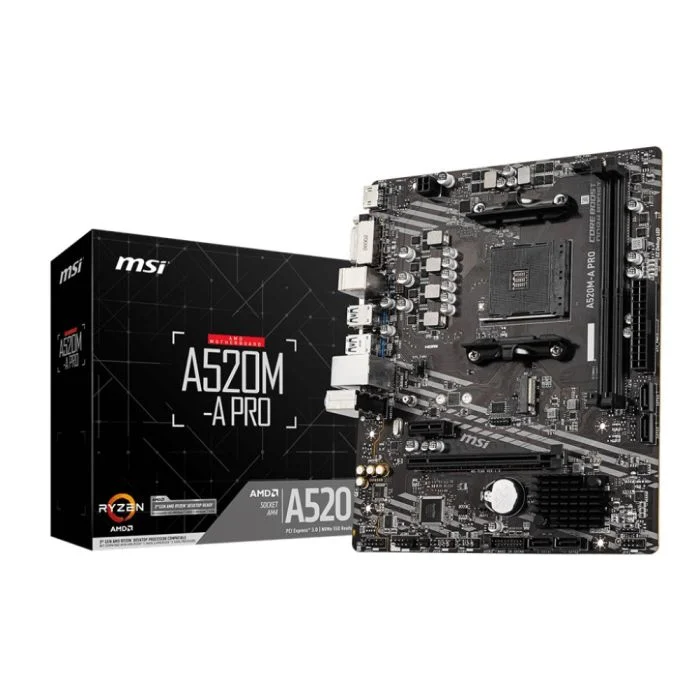 Placa-Mãe MSI A520M-A PRO, AMD AM4, mATX, DDR4, HDMI, Gigalan 4