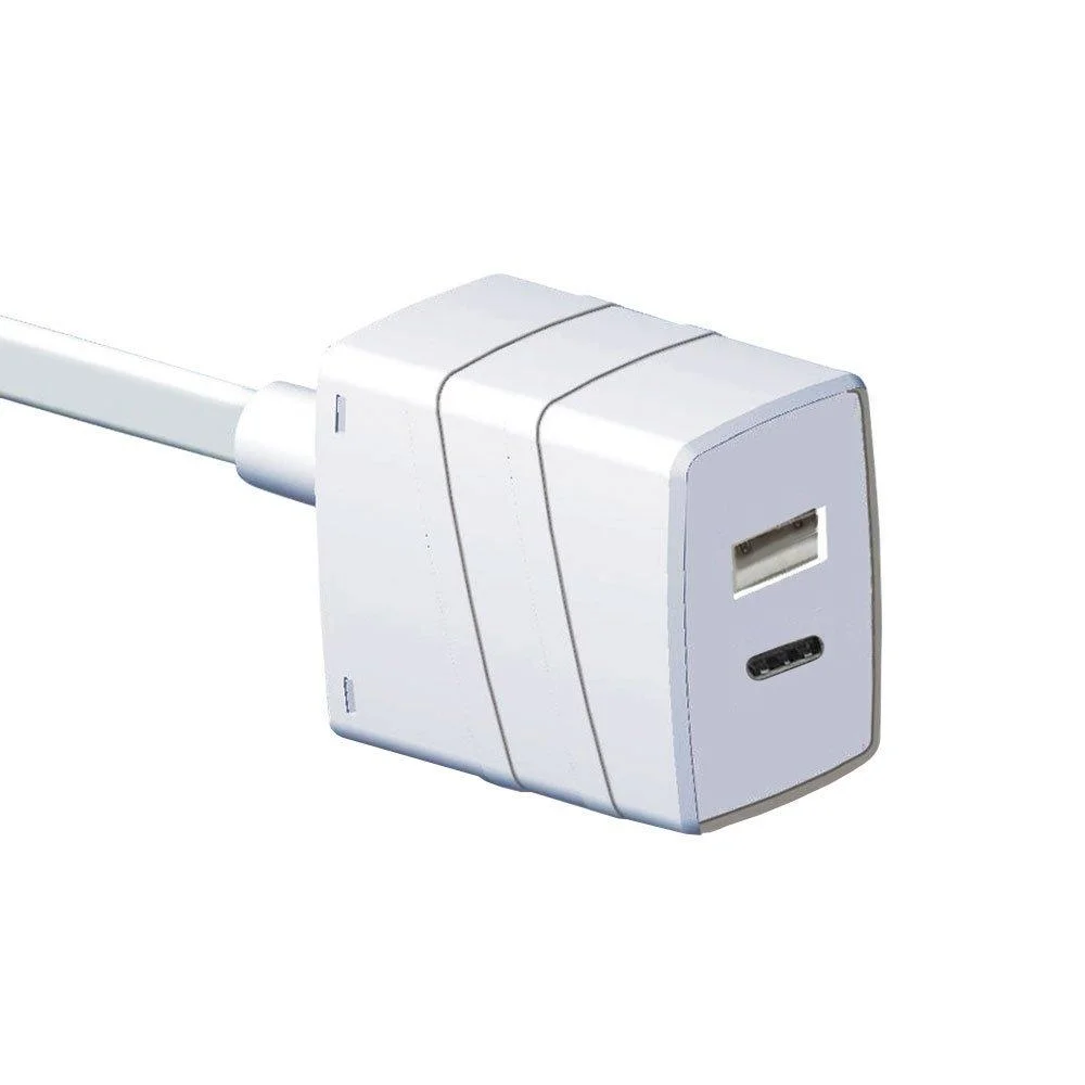 Imagem 2 de 3 do produto Cabo Prolongador 3a Forceline, Com Tomada USB, 3m, Branco