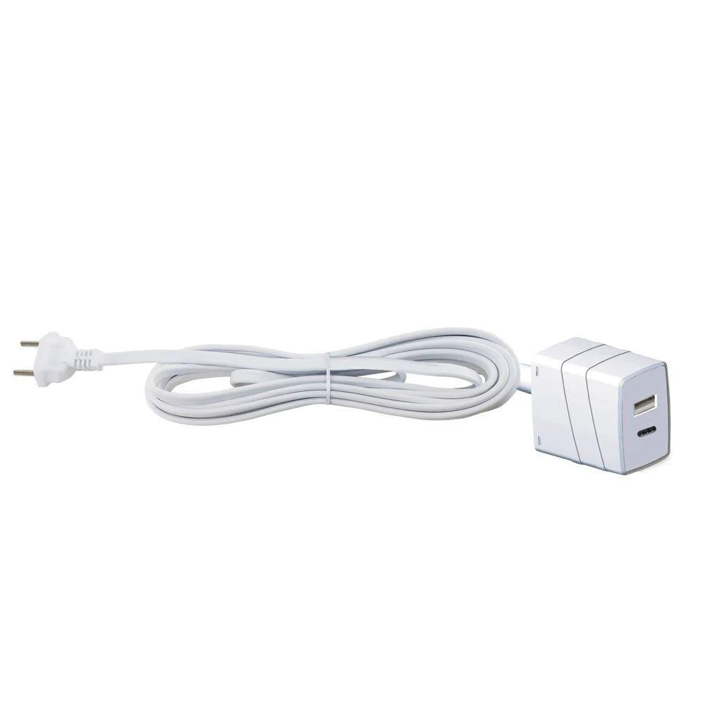 Imagem 3 de 3 do produto Cabo Prolongador 3a Forceline, Com Tomada USB, 3m, Branco