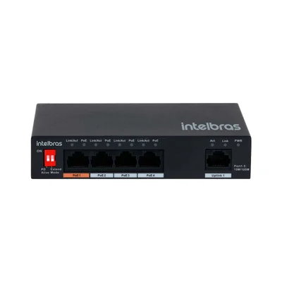 Switch Intelbras, 5 Portas, Fast, Com 4 Portas, Poe Sf 500 Hi-poe