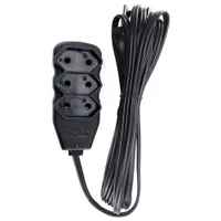 Extensão Elétrica Force Line, Bipolar, 5mts, 3 Entradas, Preta