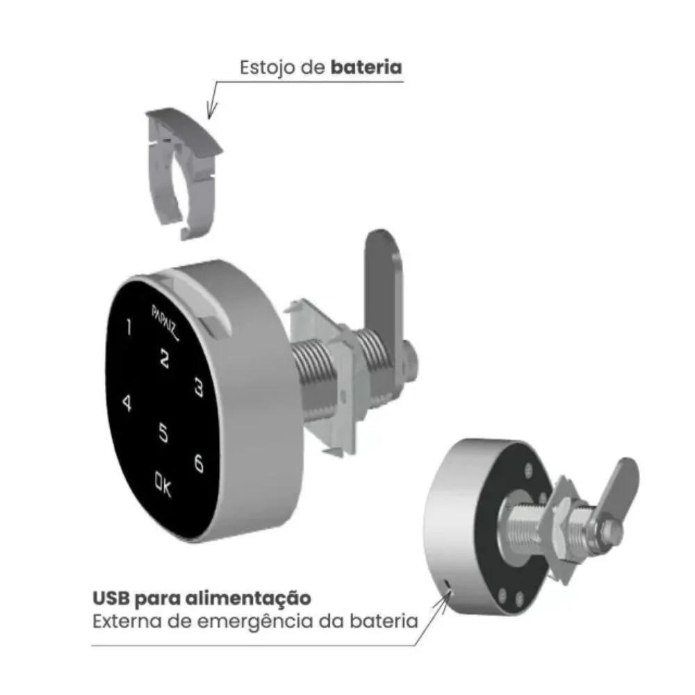 Imagem 4 de 5 do produto Fechadura Eletrônica Papaiz M1602, Para Móveis