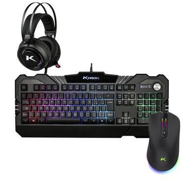 Kit Gamer Ktrok, com Mouse Sem Fio Doubles Max RGB Wireless 10000DPI, + Teclado Semi-Mecânico Thoth LED Switch Ktrok Plunger ABNT2, + Headset Stout RGB 50mm