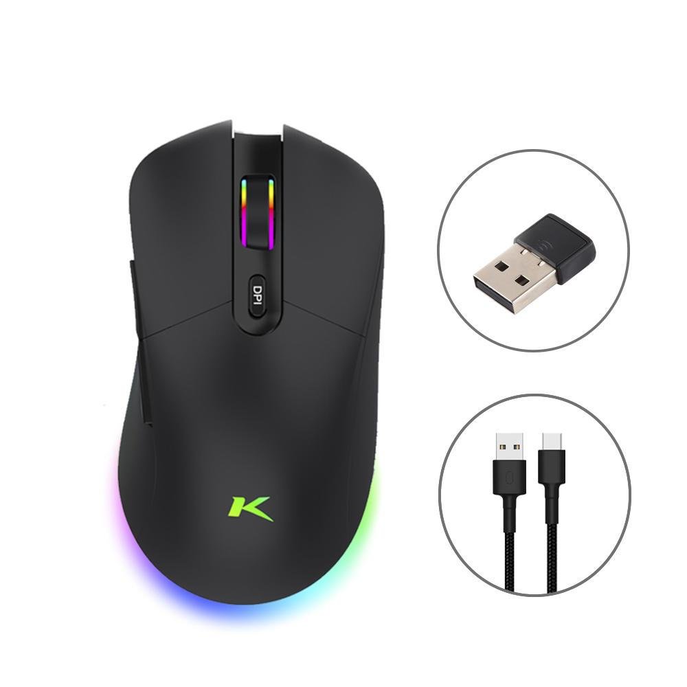 Imagem 3 de 5 do produto Kit Gamer Ktrok, com Mouse Sem Fio Doubles Max RGB Wireless 10000DPI, + Teclado Semi-Mecânico Thoth LED Switch Ktrok Plunger ABNT2, + Headset Stout RGB 50mm
