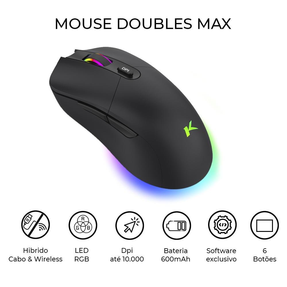 Imagem 5 de 5 do produto Kit Gamer Ktrok, com Mouse Sem Fio Doubles Max RGB Wireless 10000DPI, + Teclado Semi-Mecânico Thoth LED Switch Ktrok Plunger ABNT2, + Headset Stout RGB 50mm