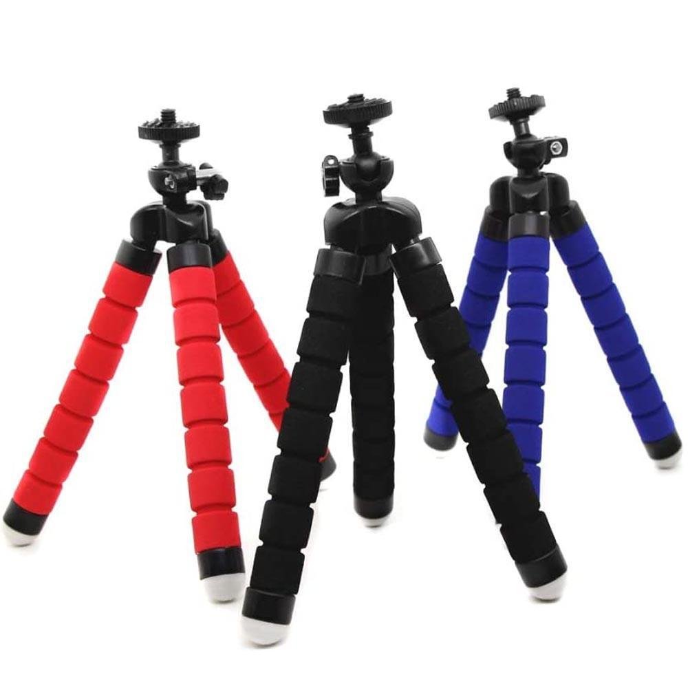 Imagem 3 de 5 do produto Mini Tripé Flexível De Mesa Com Suporte Para Celular Azul