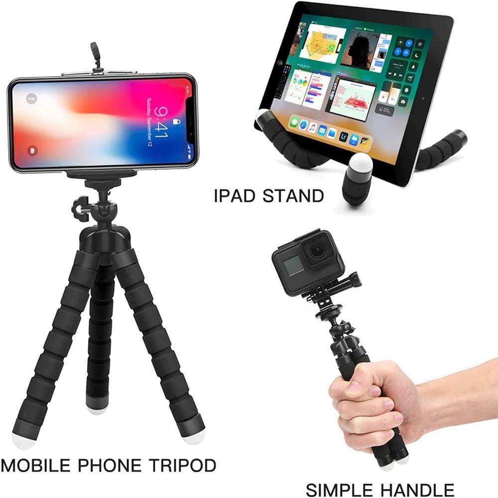 Imagem 5 de 5 do produto Mini Tripé Flexível De Mesa Com Suporte Para Celular Azul