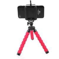 Mini Tripé Flexível Portátil C/suporte Adaptador Celular Vermelho