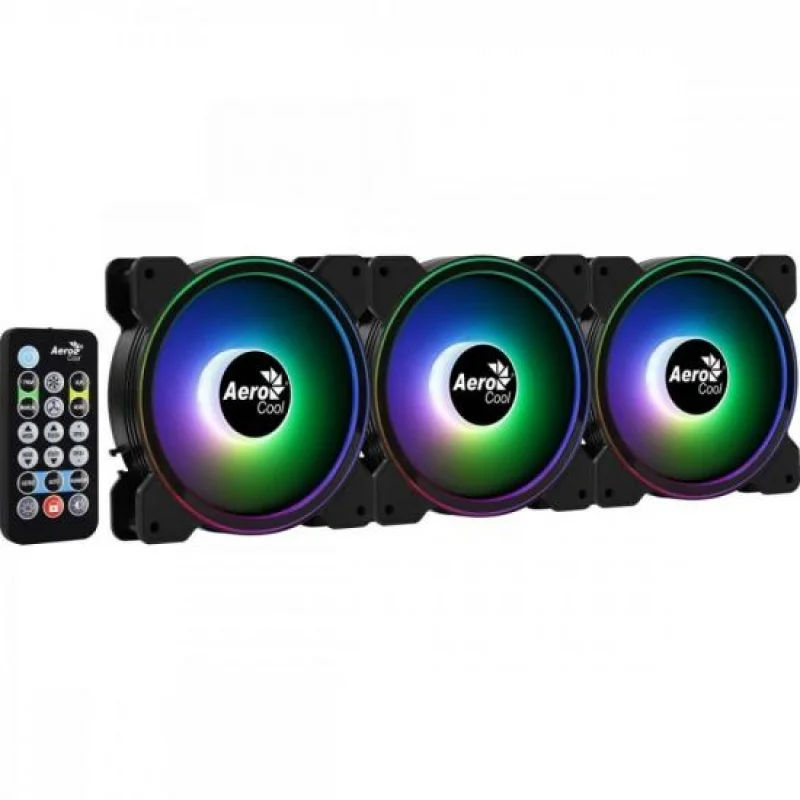 Imagem 4 de 5 do produto Kit Cooler FAN com 3 Unidades AEROCOOL Saturn 12 PRO, ARGB + HUB + Controle AEROCOOL