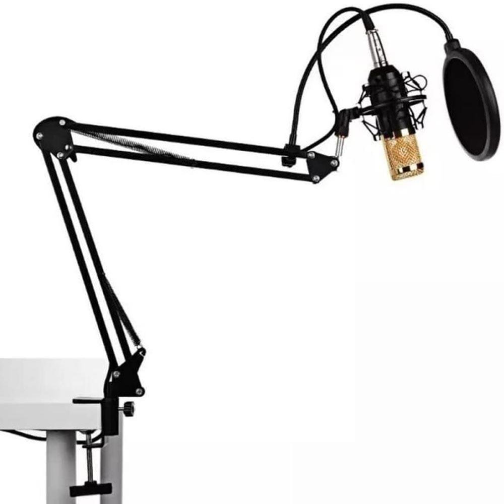Microfone Condensador Dukie Bm800 + Pop Filter + Aranha + Braço Articulado