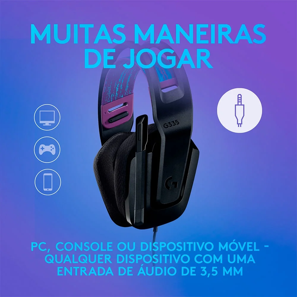 Imagem 3 de 4 do produto Headset Gamer Logitech G335 Com Conexão 3,5mm Para PC, Playstation, XBOX, Nintendo Switch E Mobile - Preto N/a